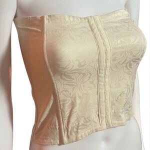 Flexees 2XL Beige Floral Jacquard Strapless Shapewear Bustier